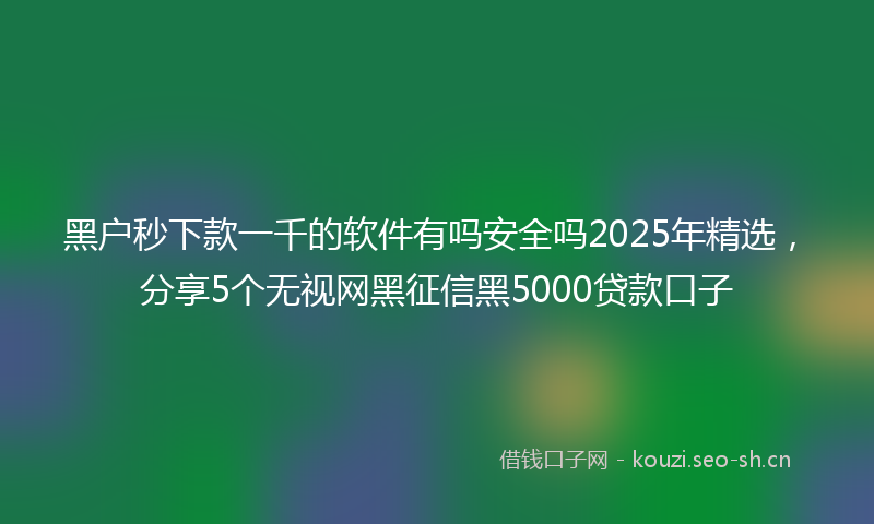 黑户秒下款一千的软件有吗安全吗2025年精选,分享5个无视网黑征信黑5000贷款口子