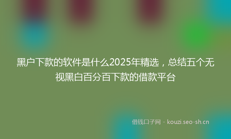 黑户下款的软件是什么2025年精选，总结五个无视黑白百分百下款的借款平台
