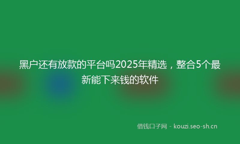 黑户还有放款的平台吗2025年精选,整合5个最新能下来钱的软件