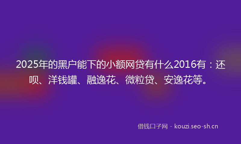 2025年的黑户能下的小额网贷有什么2016有：还呗、洋钱罐、融逸花、微粒贷、安逸花等。