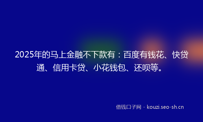 2025年的马上金融不下款有：百度有钱花、快贷通、信用卡贷、小花钱包、还呗等。