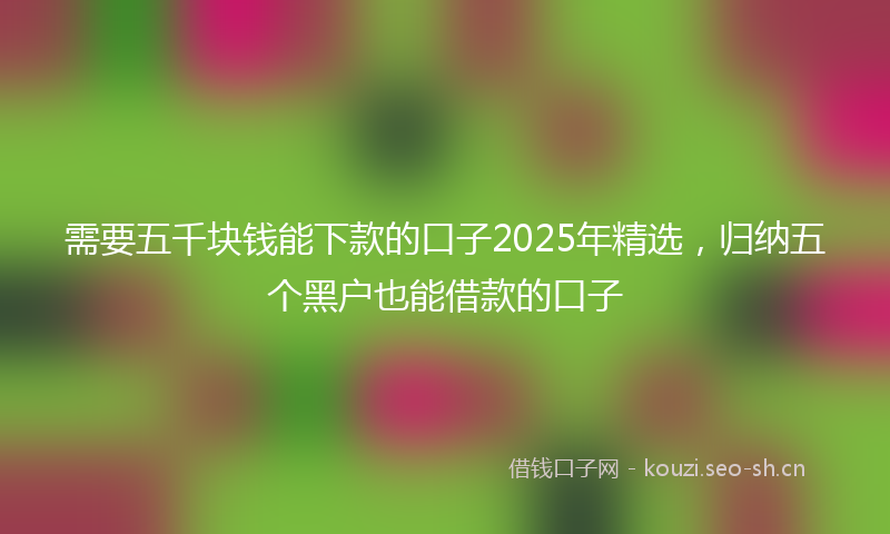 需要五千块钱能下款的口子2025年精选，归纳五个黑户也能借款的口子
