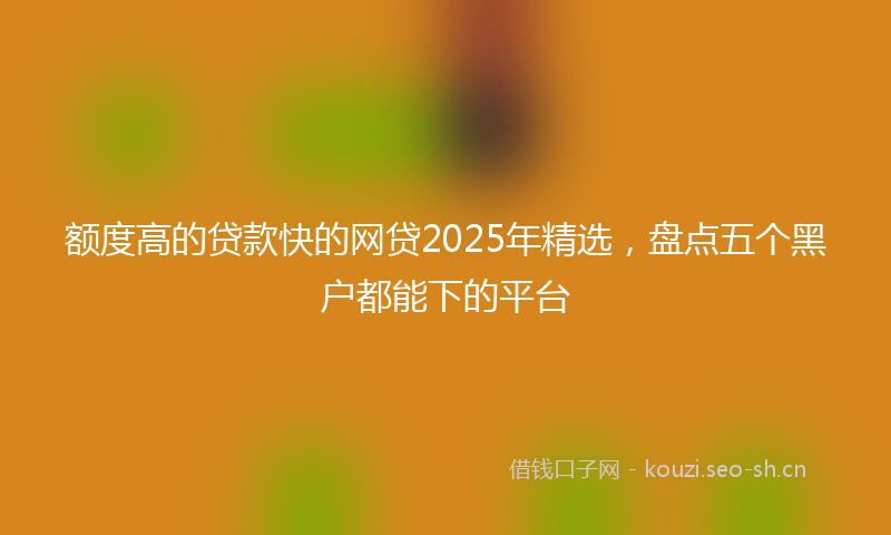 额度高的贷款快的网贷2025年精选，盘点五个黑户都能下的平台