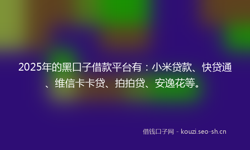 2025年的黑口子借款平台有：小米贷款、快贷通、维信卡卡贷、拍拍贷、安逸花等。