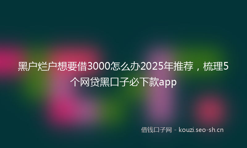 黑户烂户想要借3000怎么办2025年推荐，梳理5个网贷黑口子必下款app