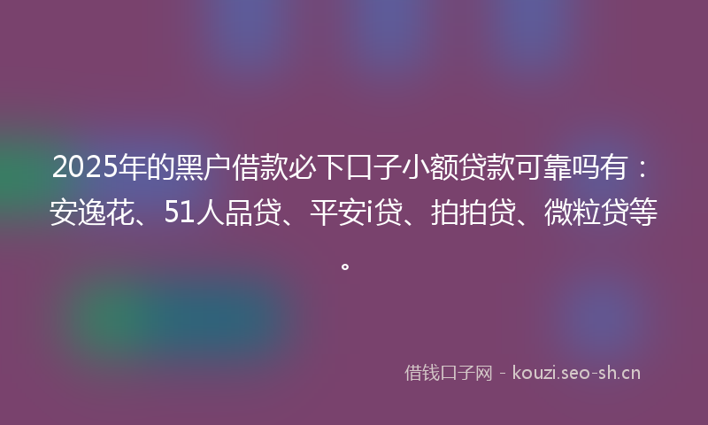 2025年的黑户借款必下口子小额贷款可靠吗有：安逸花、51人品贷、平安i贷、拍拍贷、微粒贷等。