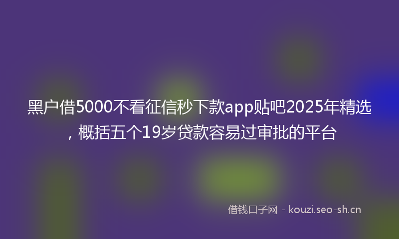 黑户借5000不看征信秒下款app贴吧2025年精选,概括五个19岁贷款容易过审批的平台