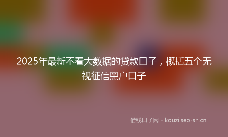 2025年最新不看大数据的贷款口子，概括五个无视征信黑户口子