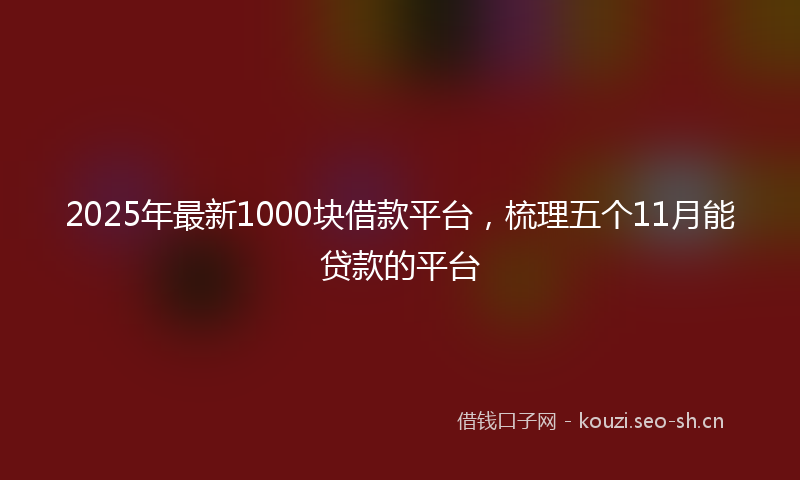 2025年最新1000块借款平台，梳理五个11月能贷款的平台