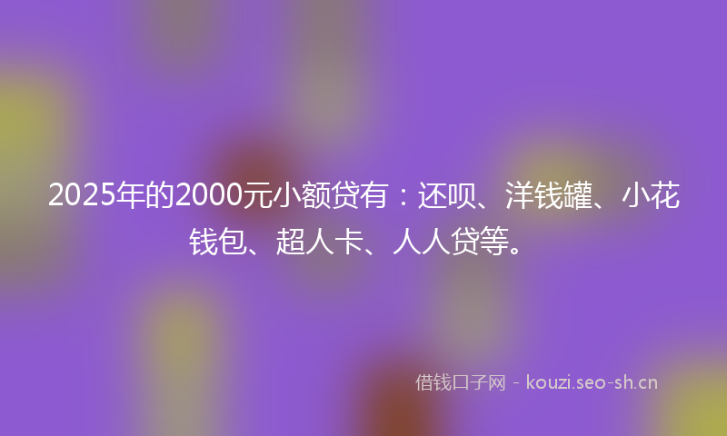 2025年的2000元小额贷有：还呗、洋钱罐、小花钱包、超人卡、人人贷等。