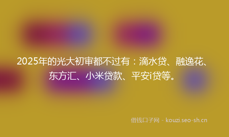 2025年的光大初审都不过有：滴水贷、融逸花、东方汇、小米贷款、平安i贷等。