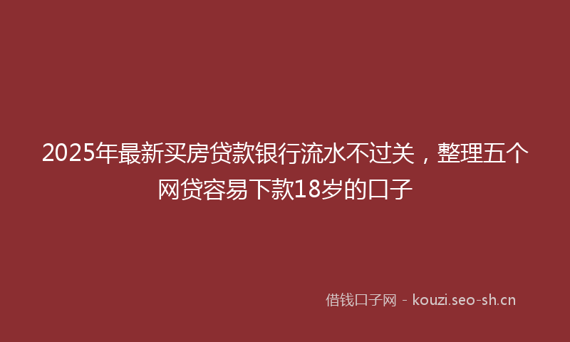 2025年最新买房贷款银行流水不过关，整理五个网贷容易下款18岁的口子