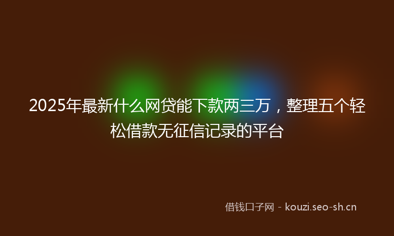 2025年最新什么网贷能下款两三万，整理五个轻松借款无征信记录的平台