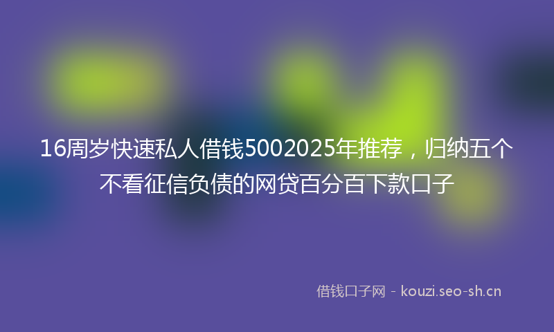 16周岁快速私人借钱5002025年推荐，归纳五个不看征信负债的网贷百分百下款口子