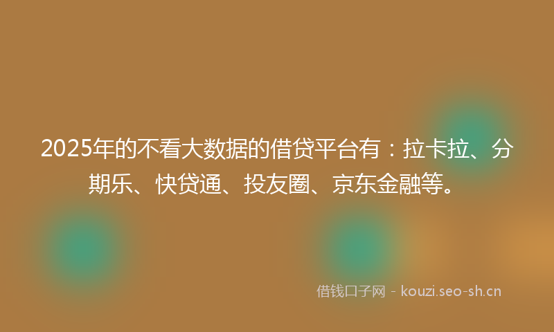 2025年的不看大数据的借贷平台有：拉卡拉、分期乐、快贷通、投友圈、京东金融等。