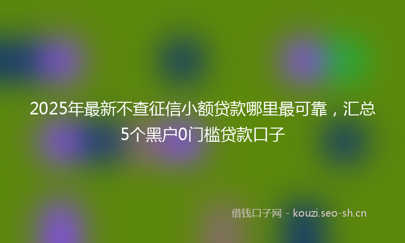 2025年最新不查征信小额贷款哪里最可靠,汇总5个黑户0门槛贷款口子