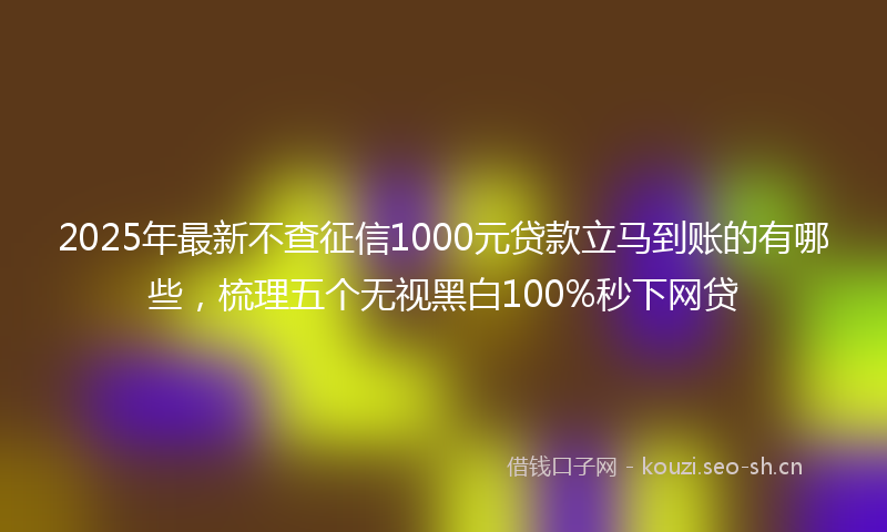 2025年最新不查征信1000元贷款立马到账的有哪些，梳理五个无视黑白100%秒下网贷