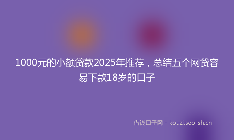 1000元的小额贷款2025年推荐，总结五个网贷容易下款18岁的口子