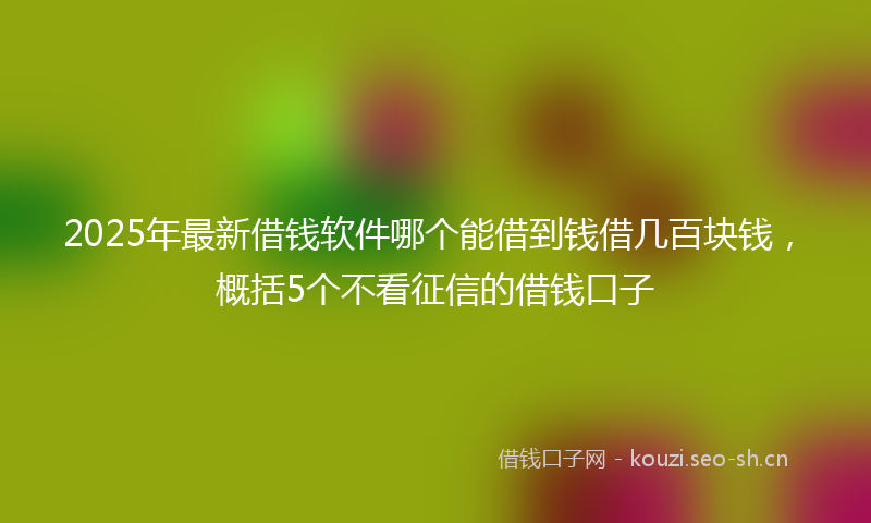 2025年最新借钱软件哪个能借到钱借几百块钱，概括5个不看征信的借钱口子