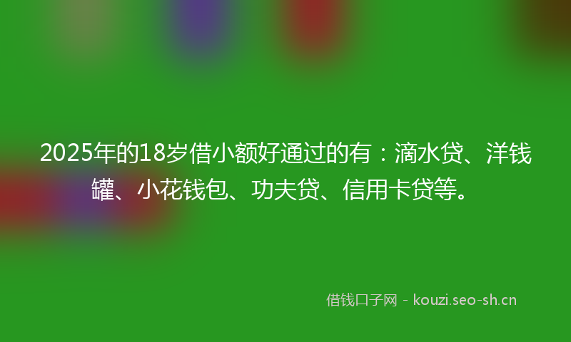 2025年的18岁借小额好通过的有：滴水贷、洋钱罐、小花钱包、功夫贷、信用卡贷等。
