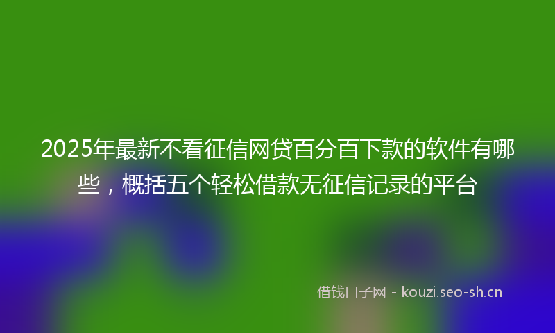 2025年最新不看征信网贷百分百下款的软件有哪些，概括五个轻松借款无征信记录的平台