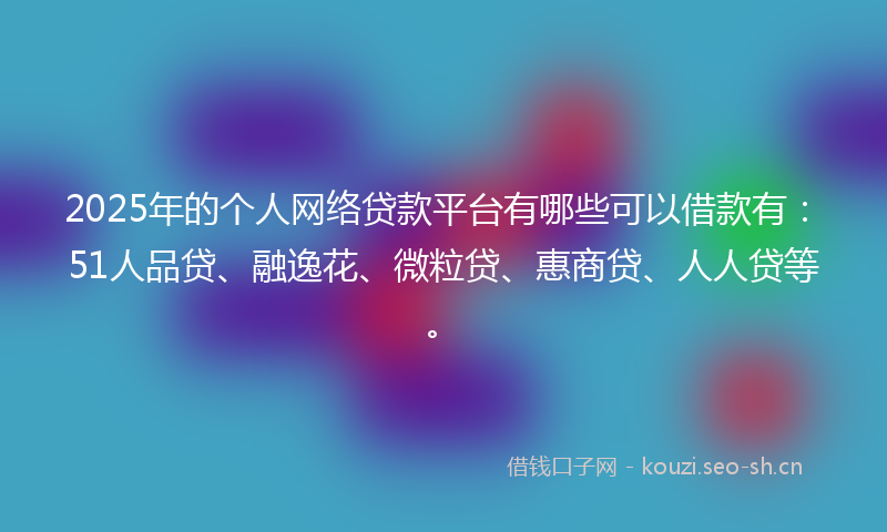 2025年的个人网络贷款平台有哪些可以借款有：51人品贷、融逸花、微粒贷、惠商贷、人人贷等。