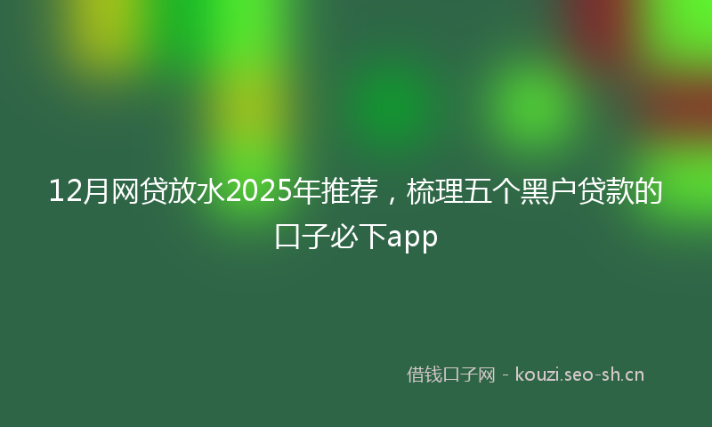 12月网贷放水2025年推荐，梳理五个黑户贷款的口子必下app