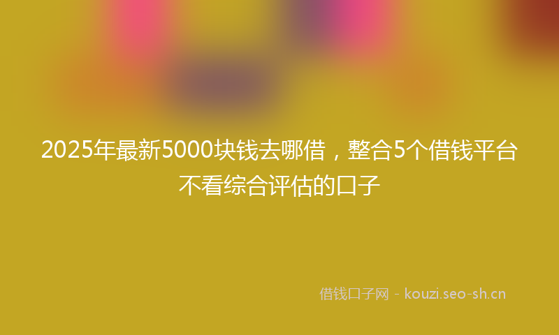 2025年最新5000块钱去哪借，整合5个借钱平台不看综合评估的口子