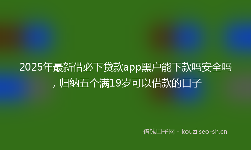 2025年最新借必下贷款app黑户能下款吗安全吗，归纳五个满19岁可以借款的口子