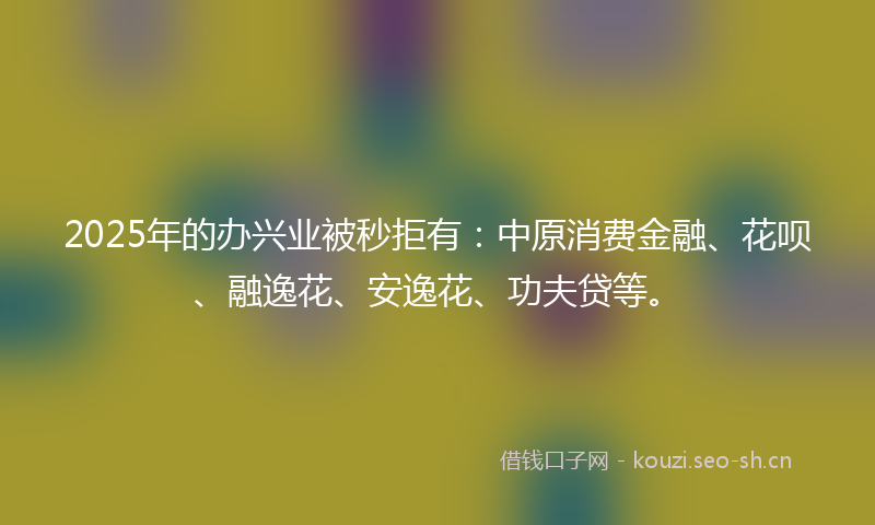 2025年的办兴业被秒拒有：中原消费金融、花呗、融逸花、安逸花、功夫贷等。