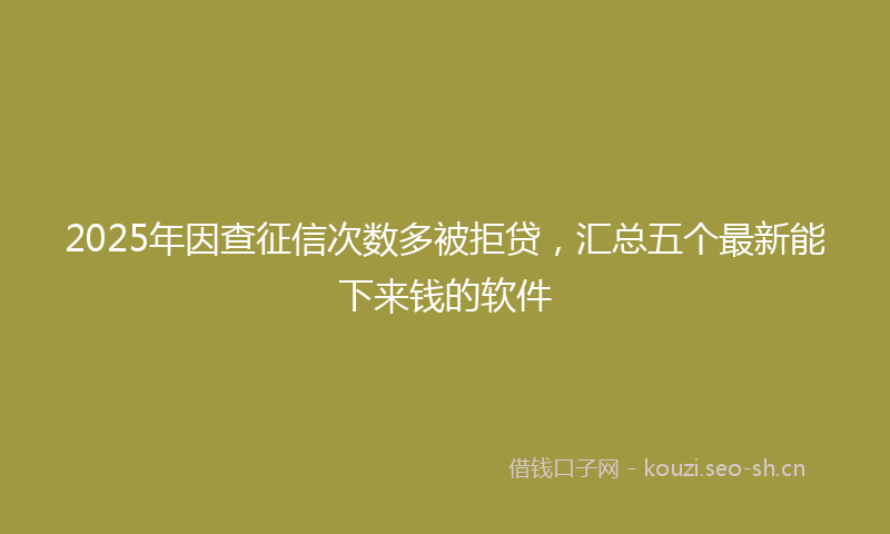 2025年因查征信次数多被拒贷，汇总五个最新能下来钱的软件
