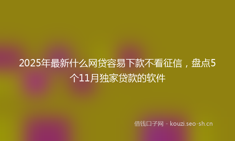 2025年最新什么网贷容易下款不看征信，盘点5个11月独家贷款的软件