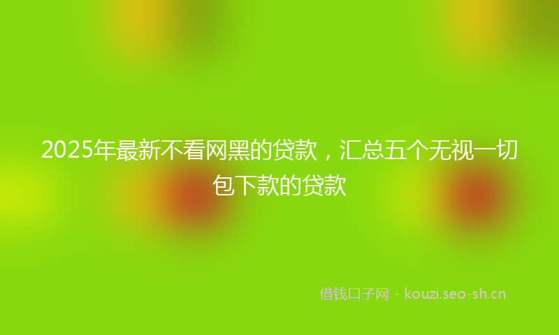 2025年最新不看网黑的贷款，汇总五个无视一切包下款的贷款