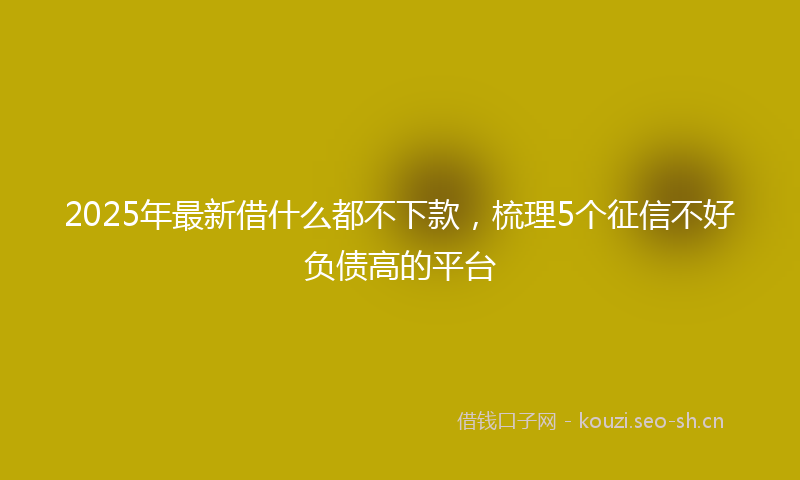 2025年最新借什么都不下款，梳理5个征信不好负债高的平台