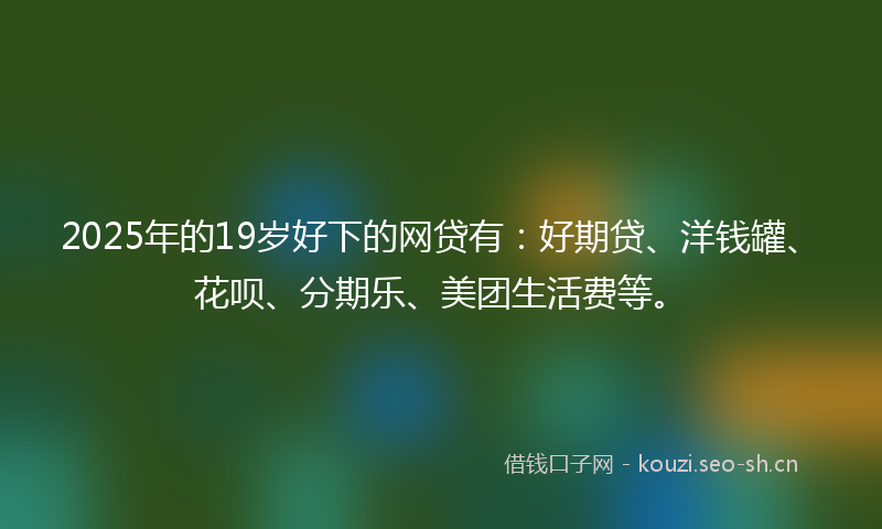 2025年的19岁好下的网贷有：好期贷、洋钱罐、花呗、分期乐、美团生活费等。