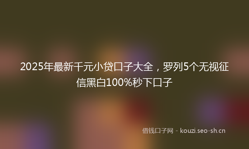 2025年最新千元小贷口子大全，罗列5个无视征信黑白100%秒下口子