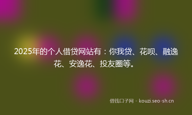 2025年的个人借贷网站有：你我贷、花呗、融逸花、安逸花、投友圈等。