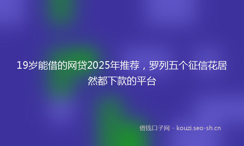 19岁能借的网贷2025年推荐，罗列五个征信花居然都下款的平台