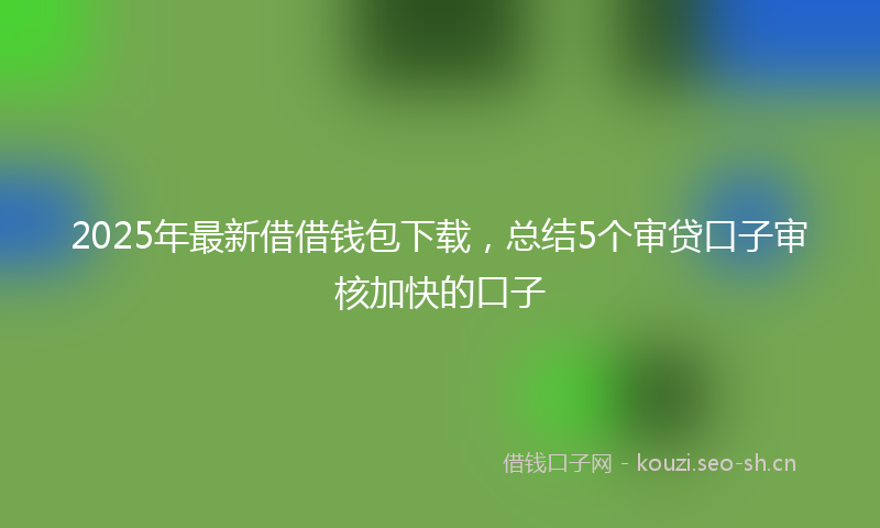 2025年最新借借钱包下载，总结5个审贷口子审核加快的口子