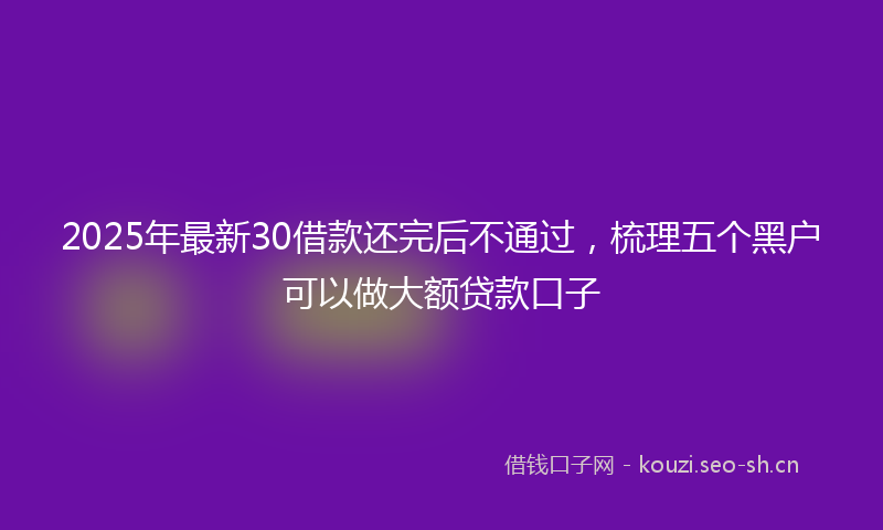 2025年最新30借款还完后不通过，梳理五个黑户可以做大额贷款口子