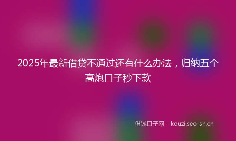 2025年最新借贷不通过还有什么办法，归纳五个高炮口子秒下款