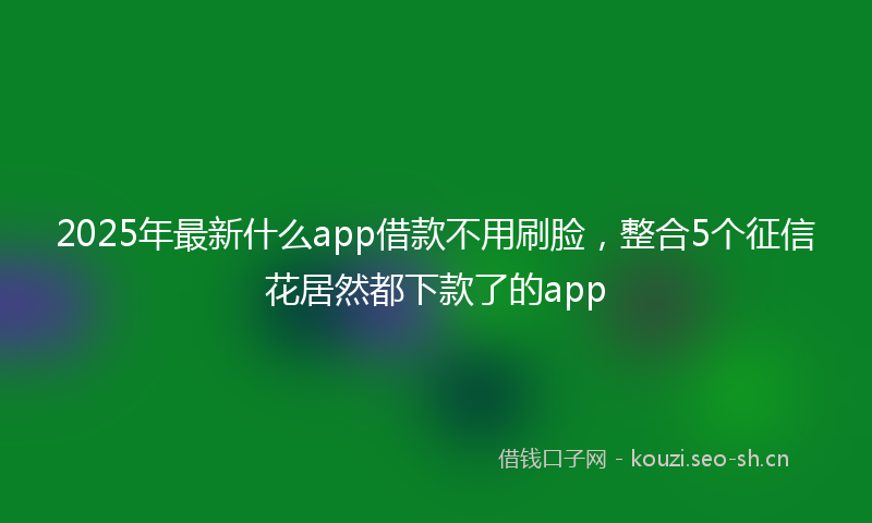 2025年最新什么app借款不用刷脸，整合5个征信花居然都下款了的app