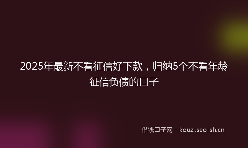 2025年最新不看征信好下款，归纳5个不看年龄征信负债的口子