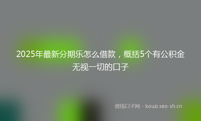 2025年最新分期乐怎么借款，概括5个有公积金无视一切的口子