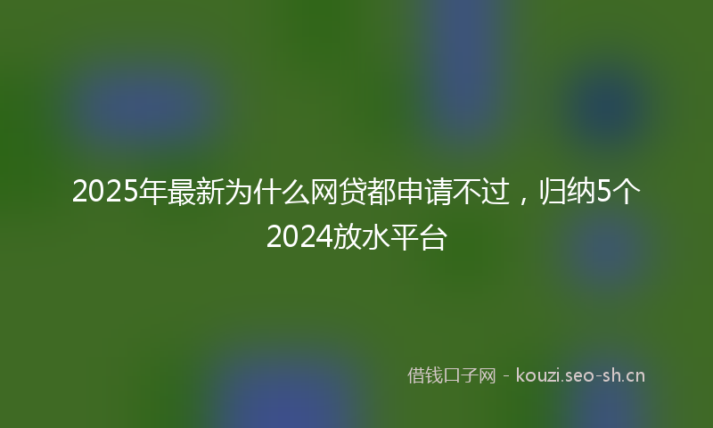2025年最新为什么网贷都申请不过，归纳5个2024放水平台