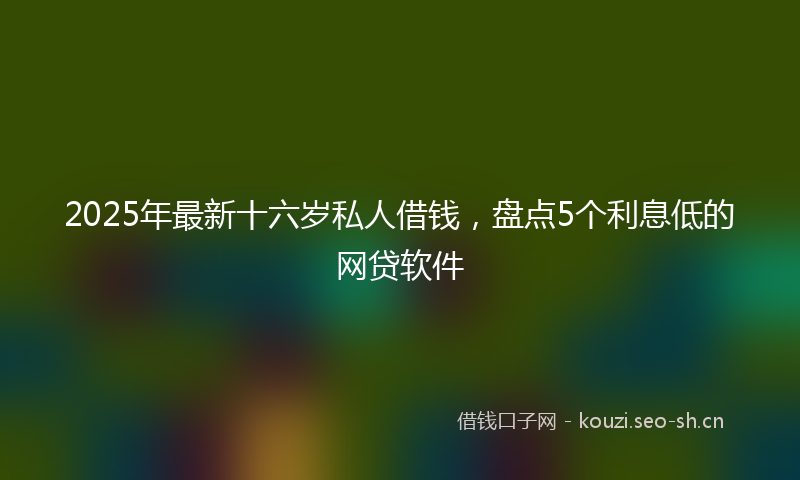 2025年最新十六岁私人借钱，盘点5个利息低的网贷软件
