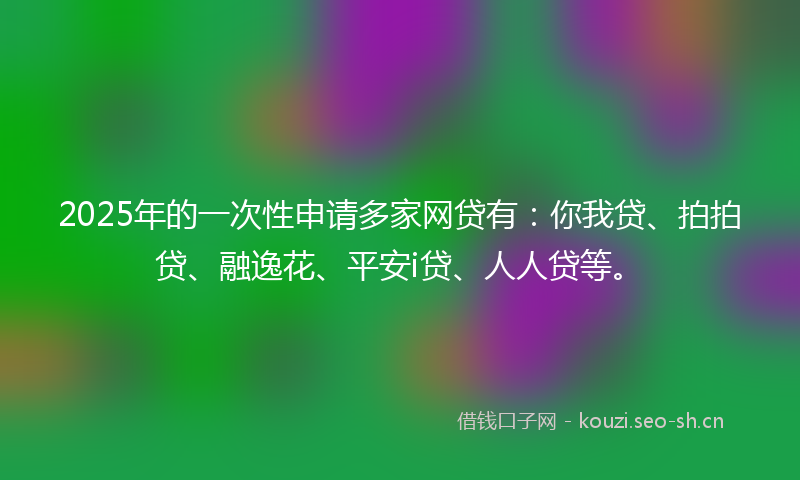 2025年的一次性申请多家网贷有：你我贷、拍拍贷、融逸花、平安i贷、人人贷等。