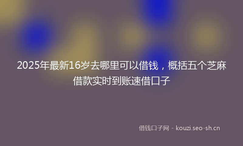 2025年最新16岁去哪里可以借钱，概括五个芝麻借款实时到账速借口子