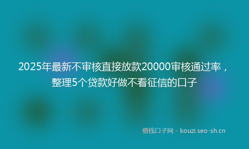 2025年最新不审核直接放款20000审核通过率，整理5个贷款好做不看征信的口子