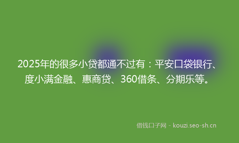 2025年的很多小贷都通不过有：平安口袋银行、度小满金融、惠商贷、360借条、分期乐等。